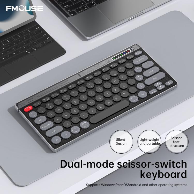 Tastiera wireless HXSJ MK781 con tecnologia a forbice, connessione 2.4G e Bluetooth, e commutazione rapida, Keyboard