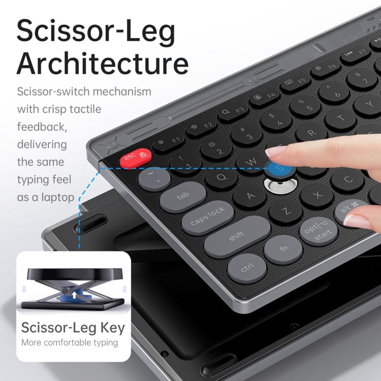 Tastiera wireless HXSJ MK781 con tecnologia a forbice, connessione 2.4G e Bluetooth, e commutazione rapida, Keyboard