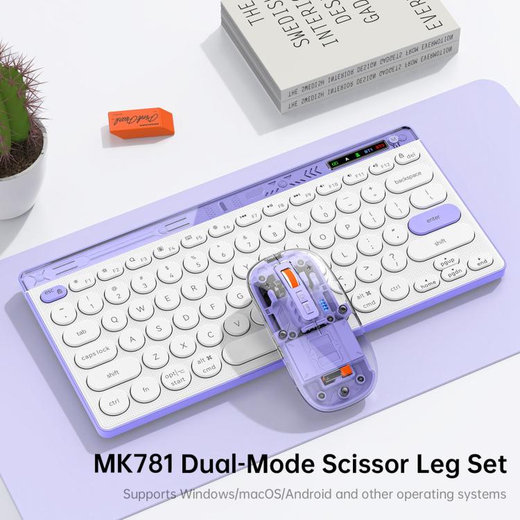 Set tastiera e mouse wireless HXSJ MK781: connessione 2.4G e Bluetooth con commutazione rapida, Keyboard Mouse Set
