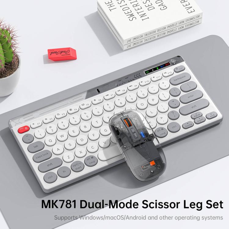 Set tastiera e mouse wireless HXSJ MK781: connessione 2.4G e Bluetooth con commutazione rapida, Keyboard Mouse Set