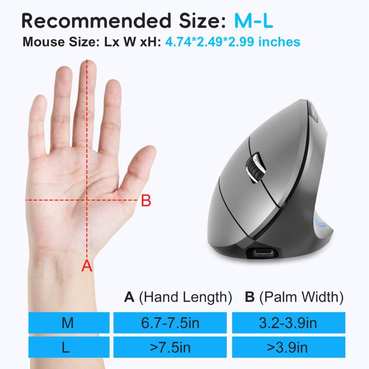 Mouse verticale HXSJ T22 2.4G BT5.1 Dual Mode