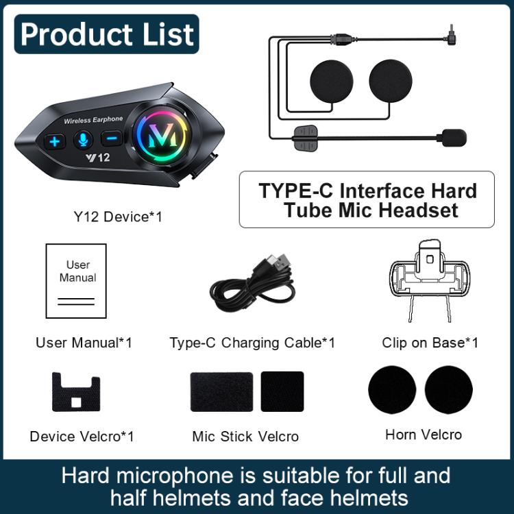 Auricolare Bluetooth Y12 per casco da moto con microfono antivento - immagine 2