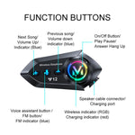Auricolare Bluetooth Y12 per casco da moto con microfono antivento - immagine 16