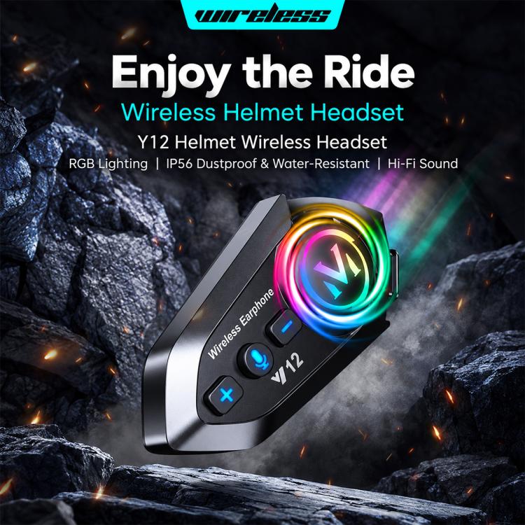 Auricolare Bluetooth Y12 per casco da moto con microfono antivento - immagine 6
