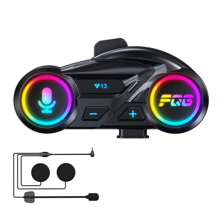 Auricolare Bluetooth per casco da moto Y13 con illuminazione RGB, Hard Mic, Soft Mic, Hard + Soft Mic