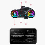 Auricolare Bluetooth per casco da moto Y13 con illuminazione RGB, Hard Mic, Soft Mic, Hard + Soft Mic