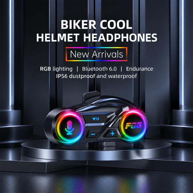 Auricolare Bluetooth per casco da moto Y13 con illuminazione RGB, Hard Mic, Soft Mic, Hard + Soft Mic