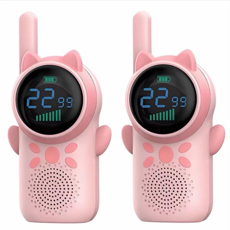 1 coppia di walkie-talkie portatili per bambini D25 con design a orecchie di gatto