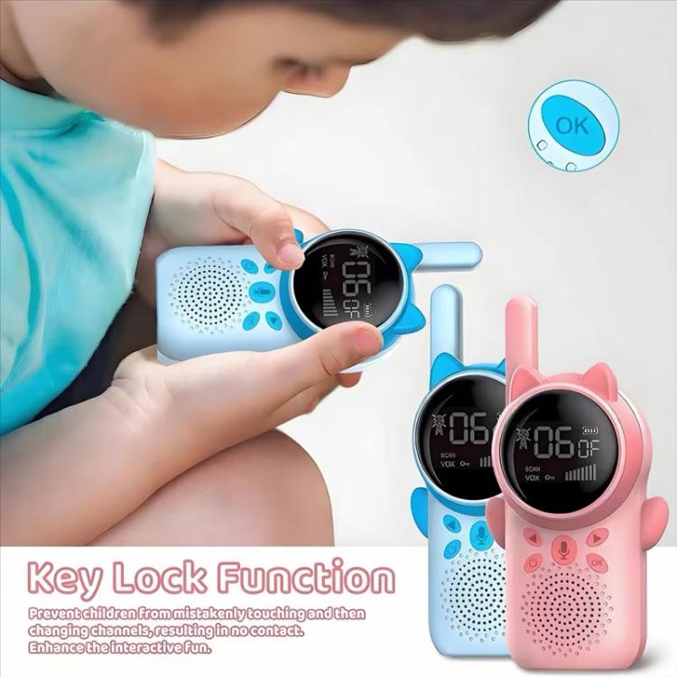 1 coppia di walkie-talkie portatili per bambini D25 con design a orecchie di gatto