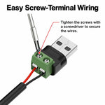 Adattatore da USB-A maschio a morsettiera a 2 pin