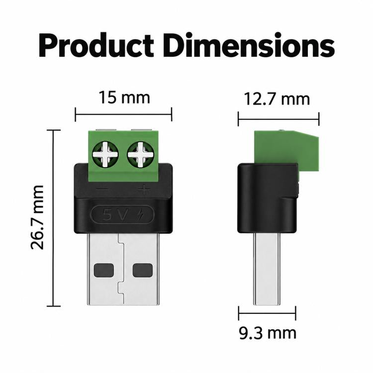 Adattatore da USB-A maschio a morsettiera a 2 pin