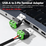 Adattatore da USB-A maschio a morsettiera a 2 pin