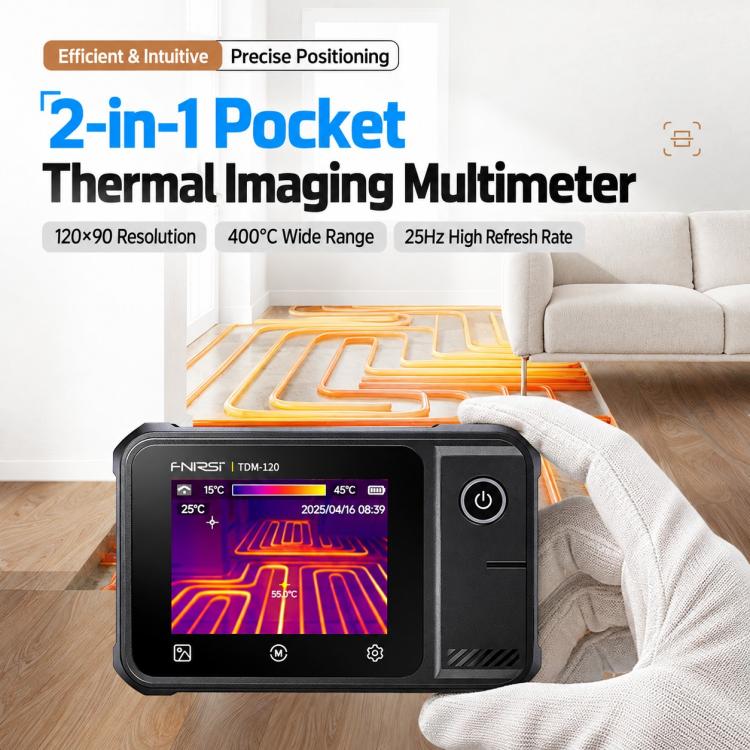 Rilevatore termografico a infrarossi ad alta precisione FNIRSI per sistemi di riscaldamento a pavimento, TDM-120, TDM-120P with Multimeter
