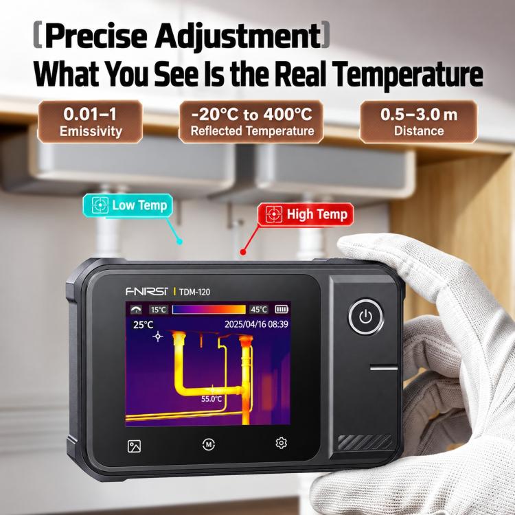 Rilevatore termografico a infrarossi ad alta precisione FNIRSI per sistemi di riscaldamento a pavimento, TDM-120, TDM-120P with Multimeter