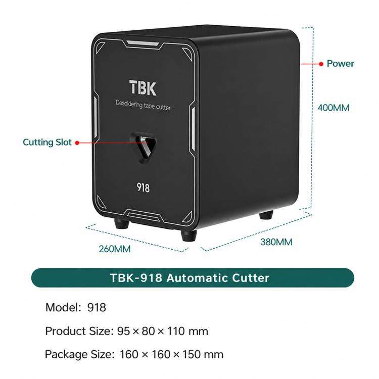 Macchina per il taglio automatico di nastro dissaldante TBK 918, EU Plug, US Plug