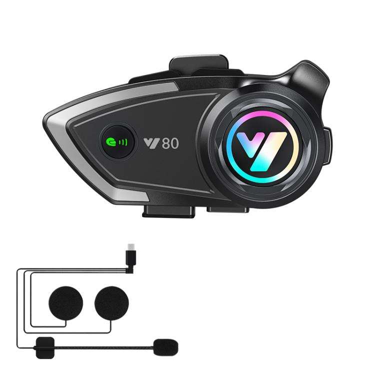 Auricolare Bluetooth per casco da moto Y80 con doppia riduzione del rumore, Hard Mic, Soft Mic