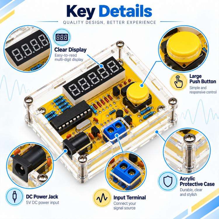 Kit frequenzimetro digitale DIY 1 Hz–50 MHz con custodia - immagine 5