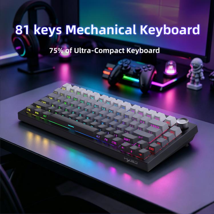 Tastiera meccanica da gaming HXSJ X81 a 81 tasti, con modalità BT5.3 + 2.4G + cablata