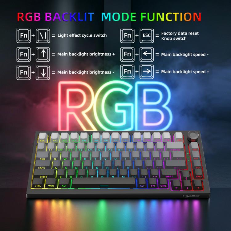 Tastiera meccanica da gaming HXSJ X81 a 81 tasti, con modalità BT5.3 + 2.4G + cablata