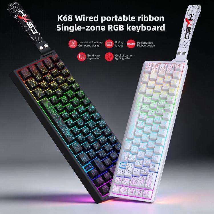 Tastiera da gaming a membrana cablata HXSJ V68 RGB