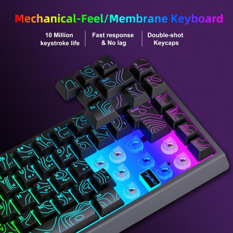 Tastiera da gaming a membrana cablata HXSJ V68 RGB