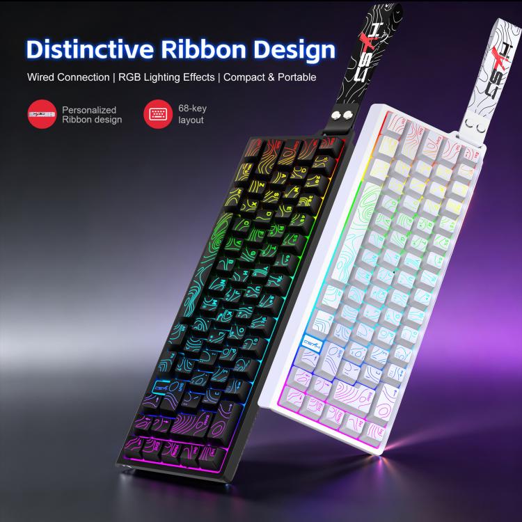 Tastiera da gaming a membrana cablata HXSJ V68 RGB