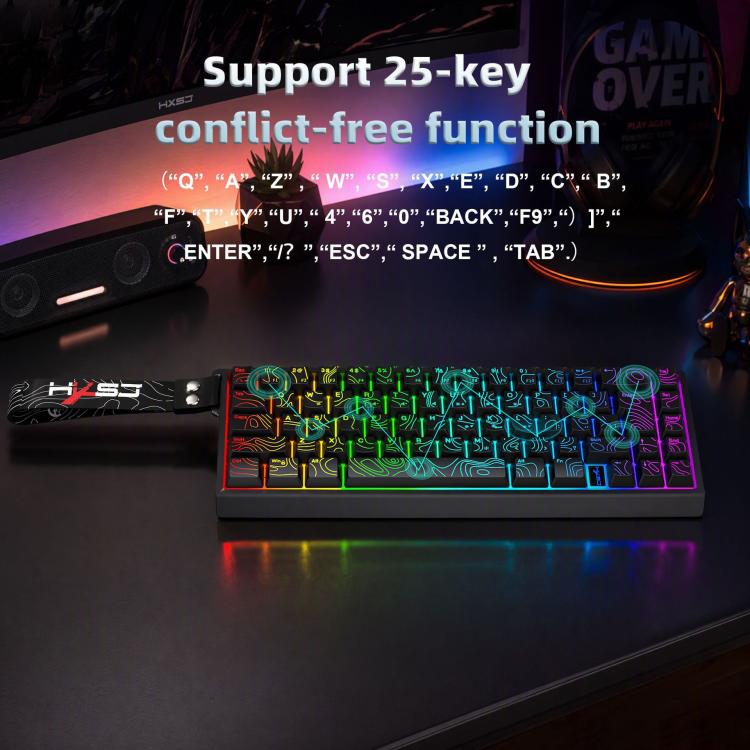 Tastiera da gaming a membrana cablata HXSJ V68 RGB