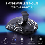 Mouse da gaming leggero HXSJ T700 con modalità 2.4G + BT5.3 + cablata