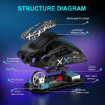 Mouse da gaming leggero HXSJ T700 con modalità 2.4G + BT5.3 + cablata