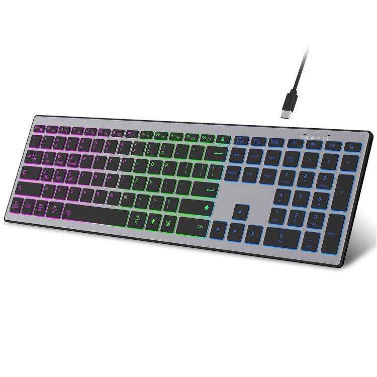HXSJ E15 110-Key RGB Backlit Tri-Mode Wireless Bluetooth Keyboard