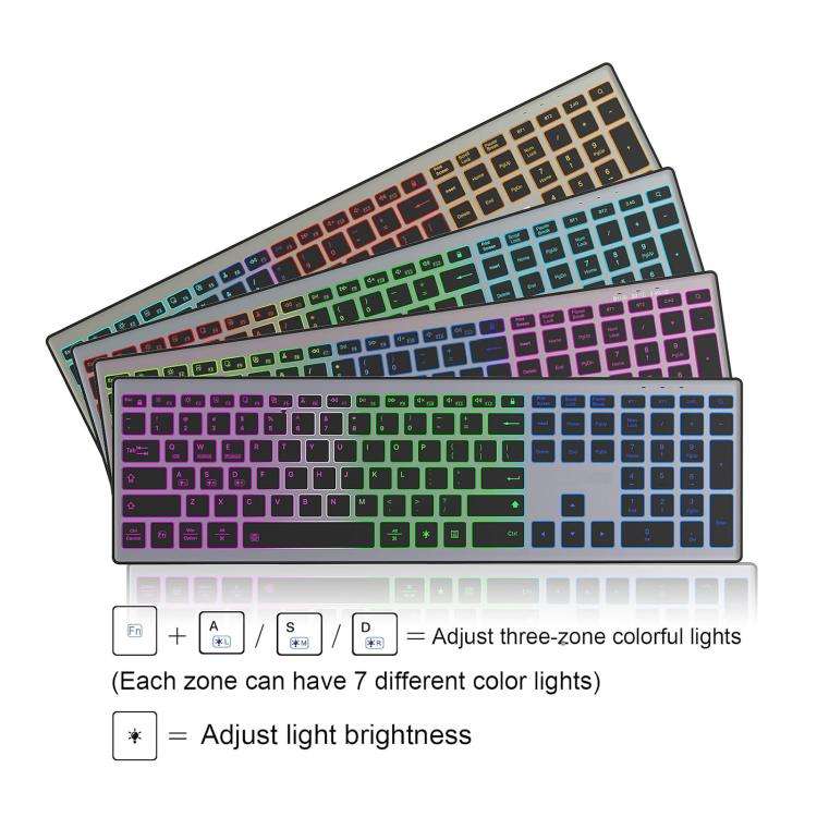 HXSJ E15 110-Key RGB Backlit Tri-Mode Wireless Bluetooth Keyboard