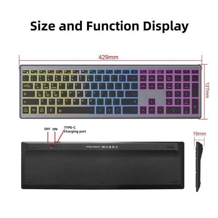 HXSJ E15 110-Key RGB Backlit Tri-Mode Wireless Bluetooth Keyboard