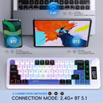 HXSJ L68 68-Key RGB Backlit Tri-Mode Wireless Keyboard with Display and Multimedia Knob