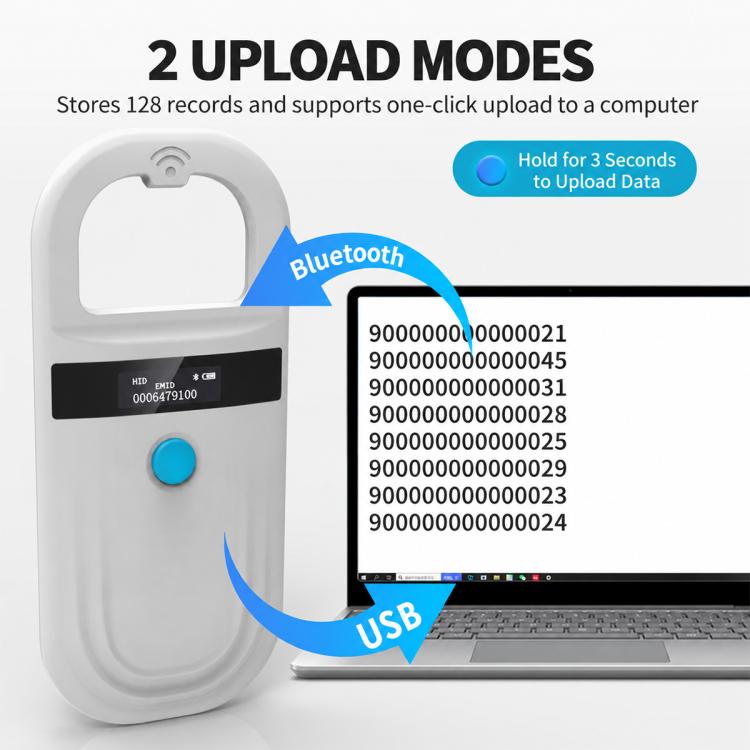 Handheld RFID Animal Tag Reader 134.2KHz Pet Microchip Scanner