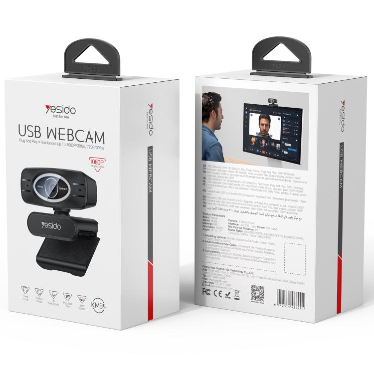Yesido KM34 1080P 2.0MP Computer USB Webcam, KM34