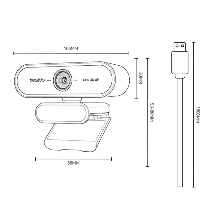 Yesido KM36 4K 12MP Computer USB Webcam, KM36
