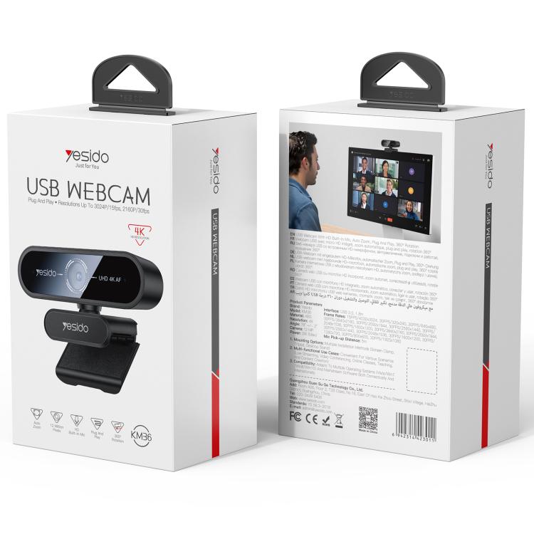 Yesido KM36 4K 12MP Computer USB Webcam, KM36