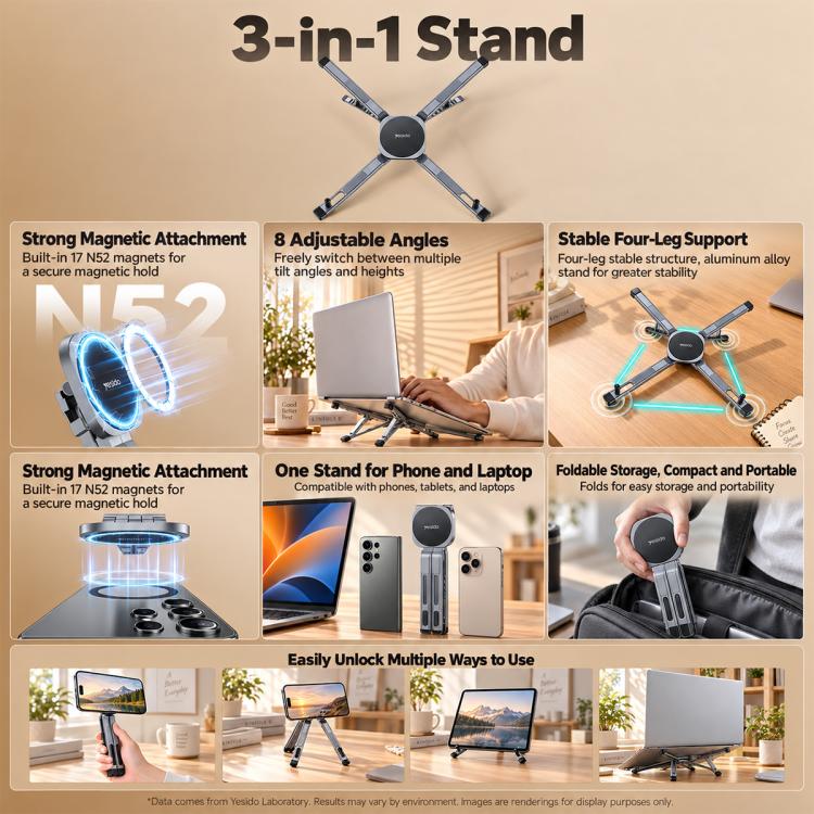 Yesido LP12 3 in 1 Phone / Laptop / Tablet Magnetic Holder, LP12