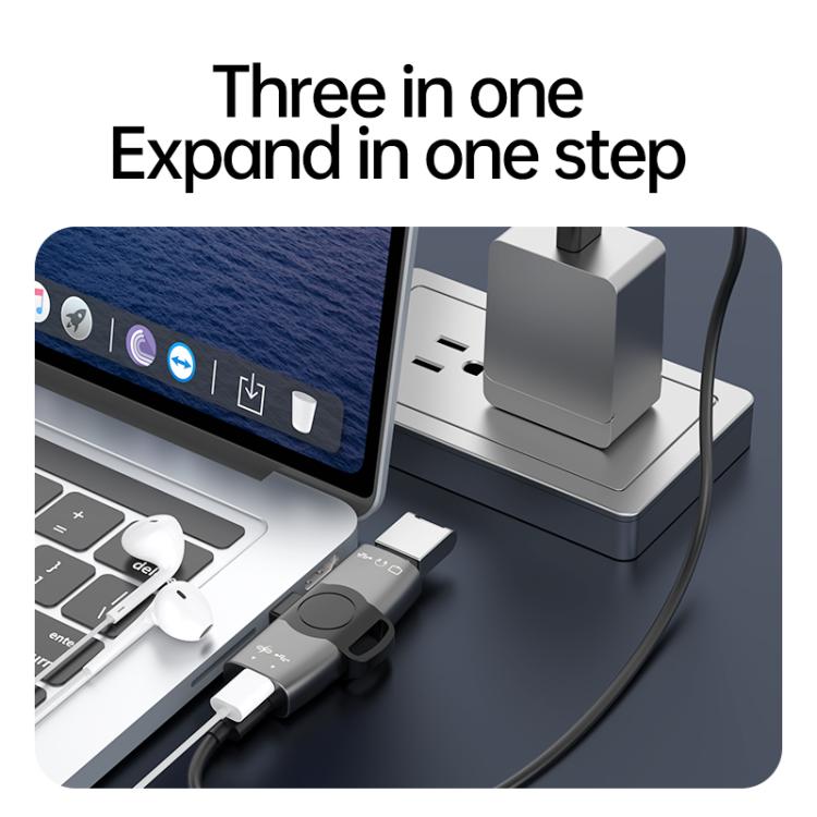 Type-C to PD 60W Type-C, USB 2.0, USB 3.0 Screen Mirroring Adapter