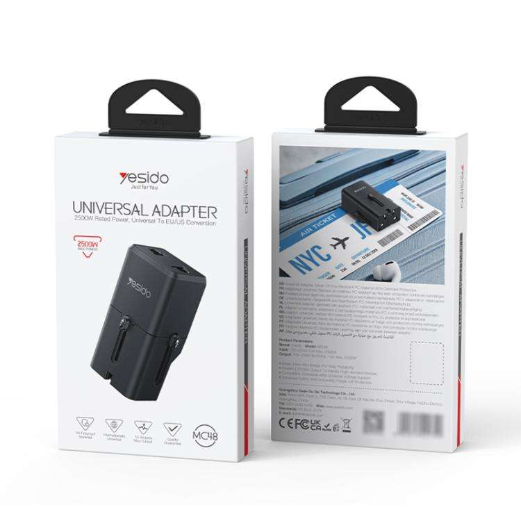 Adattatore da viaggio universale Yesido MC48 2500 W - immagine 11
