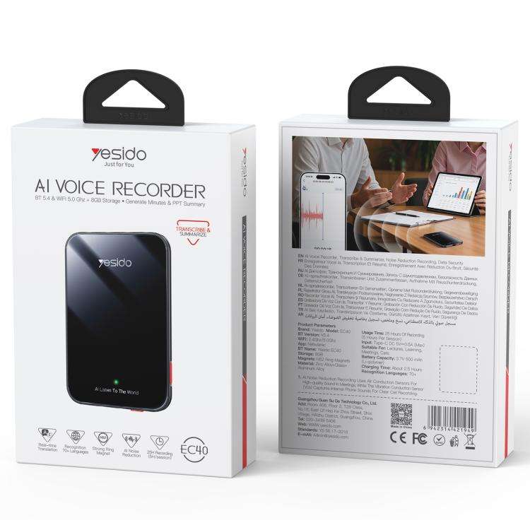 Registratore vocale Yesido EC40 con traduzione e memoria da 8 GB - immagine 15