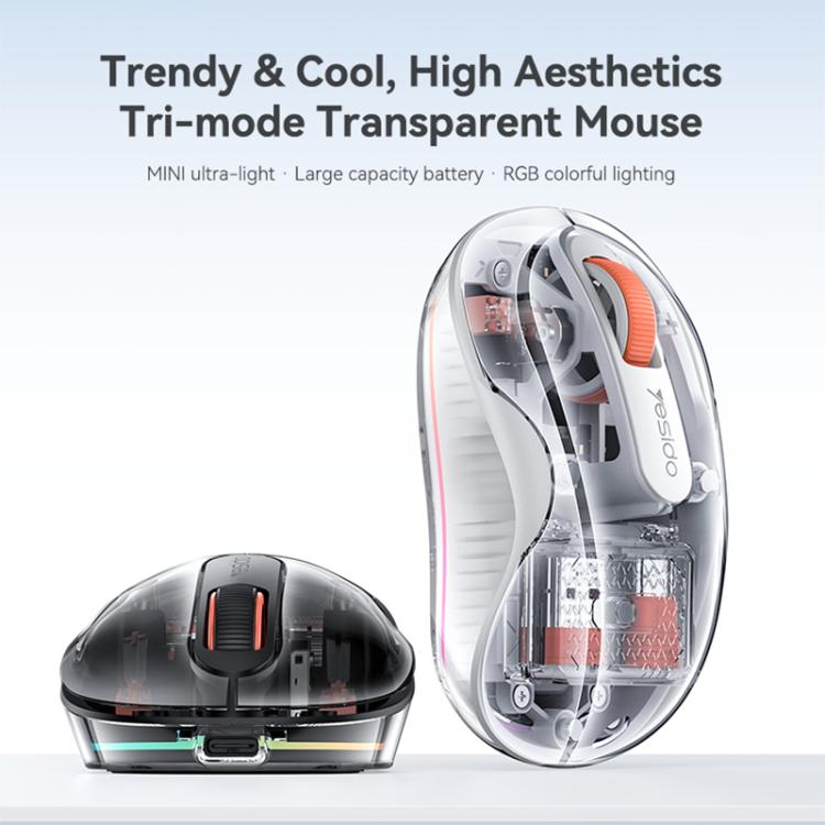 Yesido KB71 RGB Ambient Light Tri-Mode Transparent Wireless Mouse