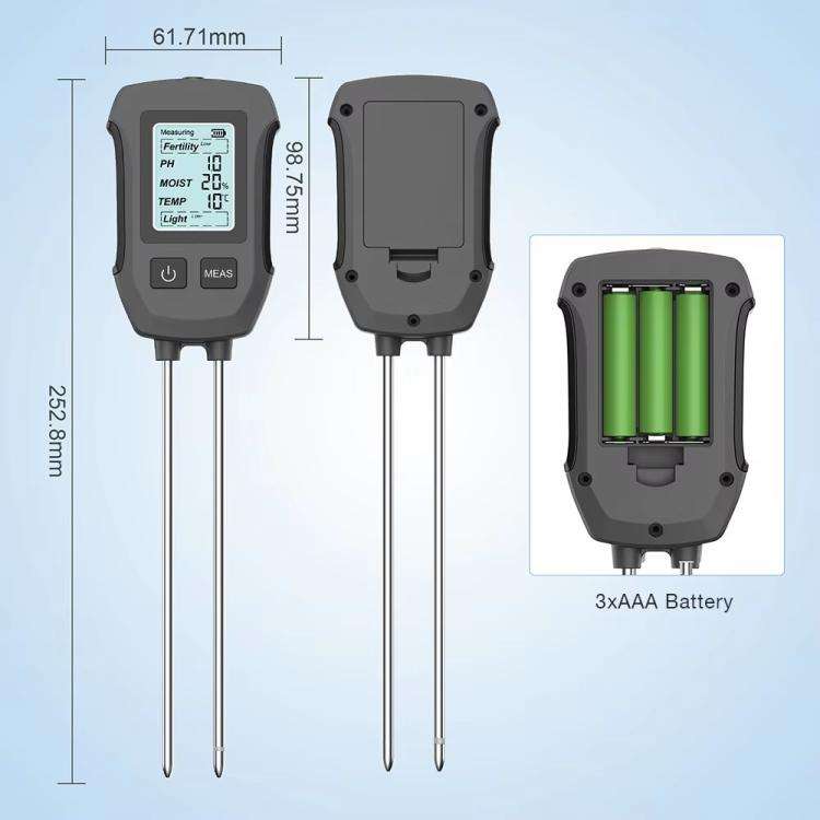 Tester per terreno 5 in 1 con display digitale e doppia sonda - immagine 11