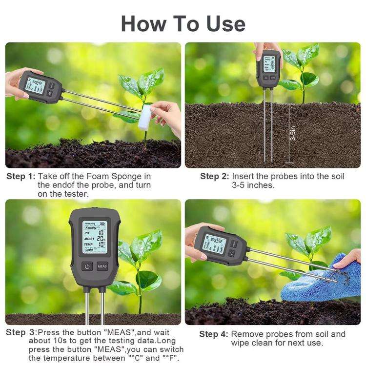 Tester per terreno 5 in 1 con display digitale e doppia sonda - immagine 8