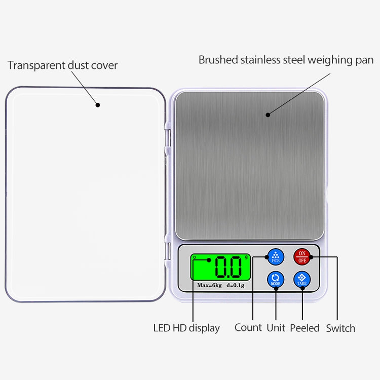 Bilancia da cucina digitale portatile 6kg x 0,1g LCD 2,2"