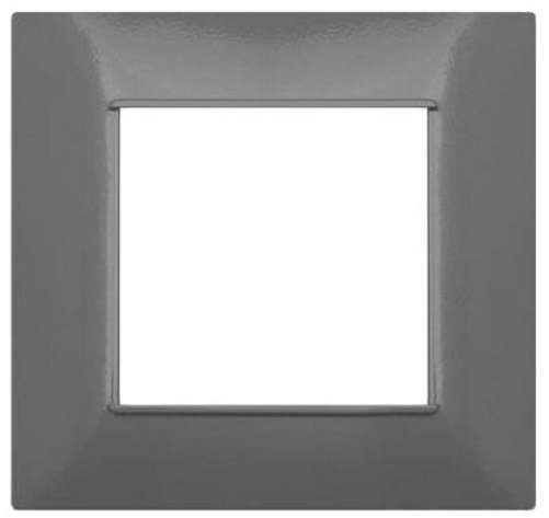 Placca in tecnopolimero 2 posti grigio scuro compatibile Vimar Plana