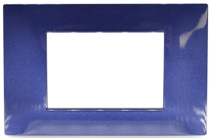 Placca in tecnopolimero 3 posti blu compatibile Vimar Plana