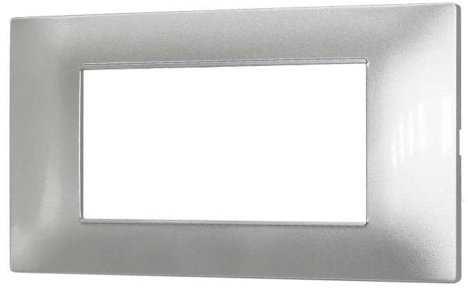 Placca in tecnopolimero 4 posti color argento compatibile Vimar Plana 6970597464292 6004-9 EL007