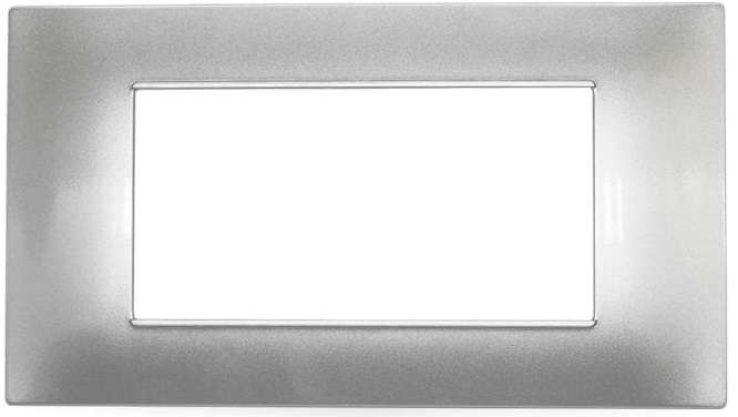 Placca in tecnopolimero 4 posti color argento compatibile Vimar Plana