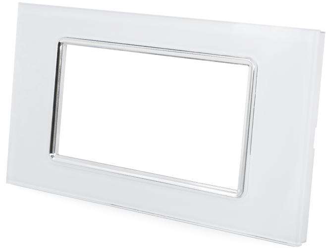 Placca in vetro bianco 4 posti compatibile Living International